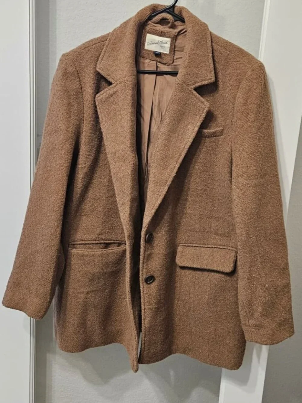 Universal Thread Women's Camel Teddy Bouclé Longline Blazer Size L
